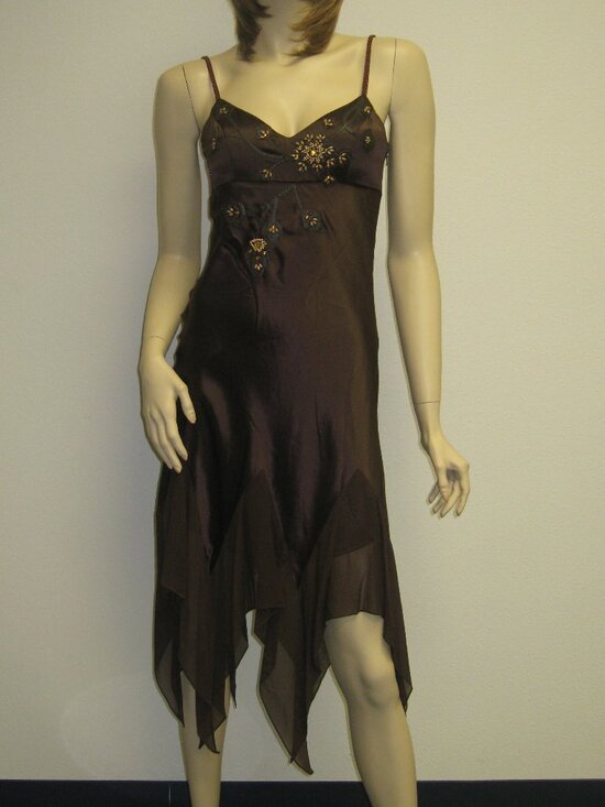 Sue Wong Dresses & Skirts - Sue Wong Dress Y2K Sexy Beaded 46 Flapper Coffee Brown Chocolate Midi SILK New